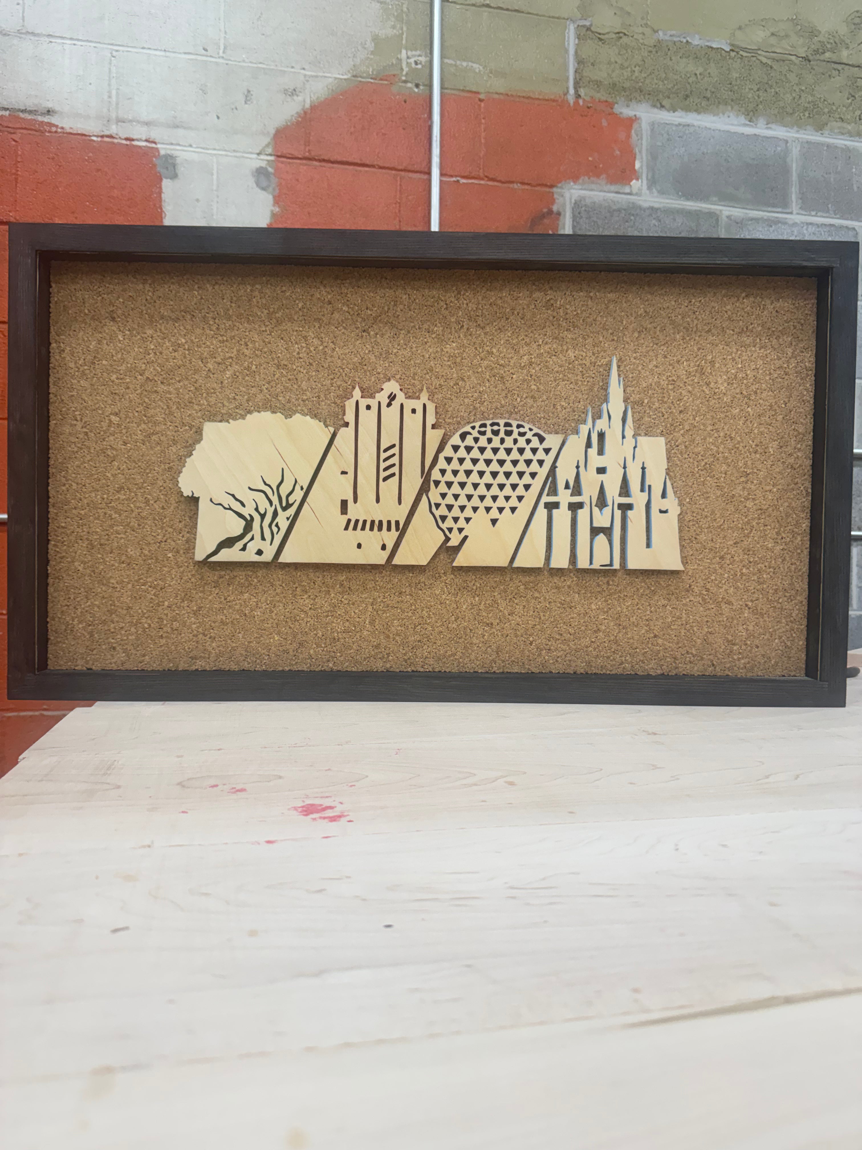 Disney Park Icons Inspired Handmade Pin Board | Castle, EPCOT, Tree of Life Display | Disney Pin Board | EverAfterPinBoards