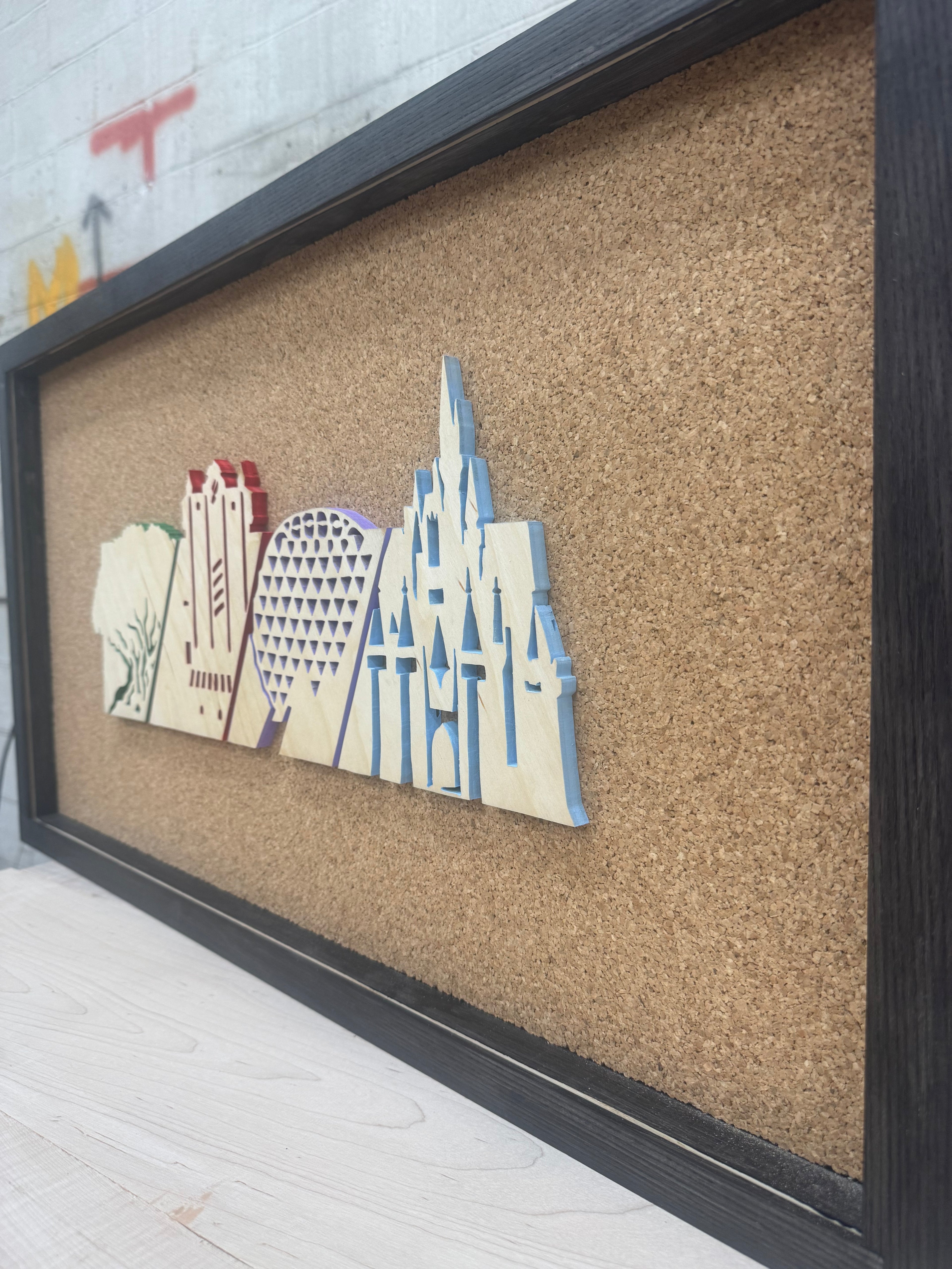 Disney Park Icons Inspired Handmade Pin Board | Castle, EPCOT, Tree of Life Display | Disney Pin Board | EverAfterPinBoards